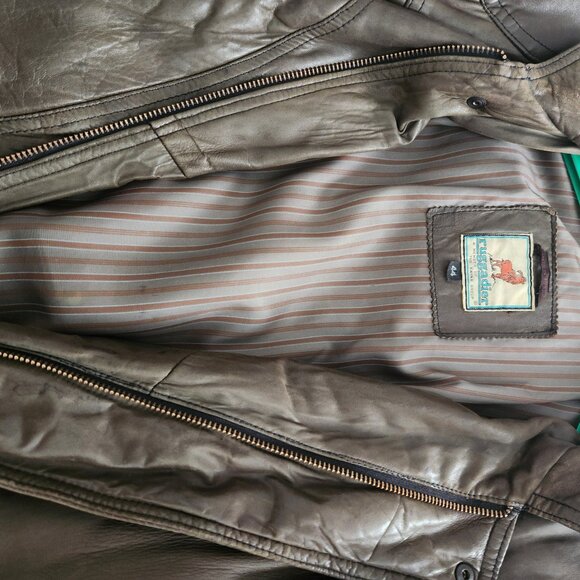 Men's Premium Vintage Leather Bomber Jacket - Picture 2 of 3